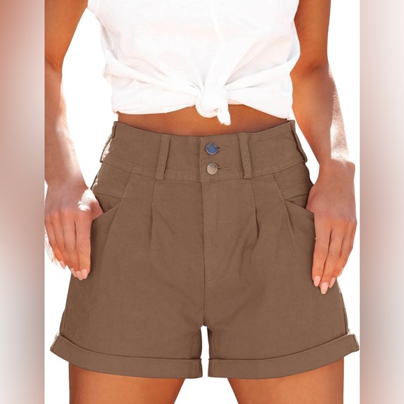 NWT Woman’s High waisted brown Shorts - Picture 6 of 8
